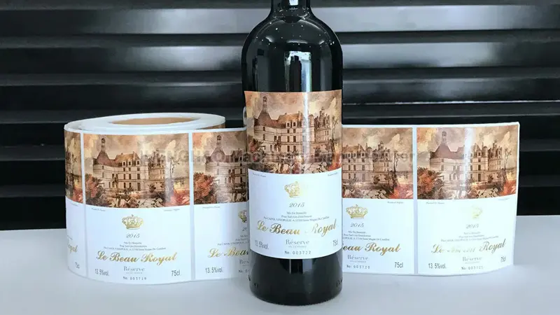 bouteille de vin avec étiquette brillante